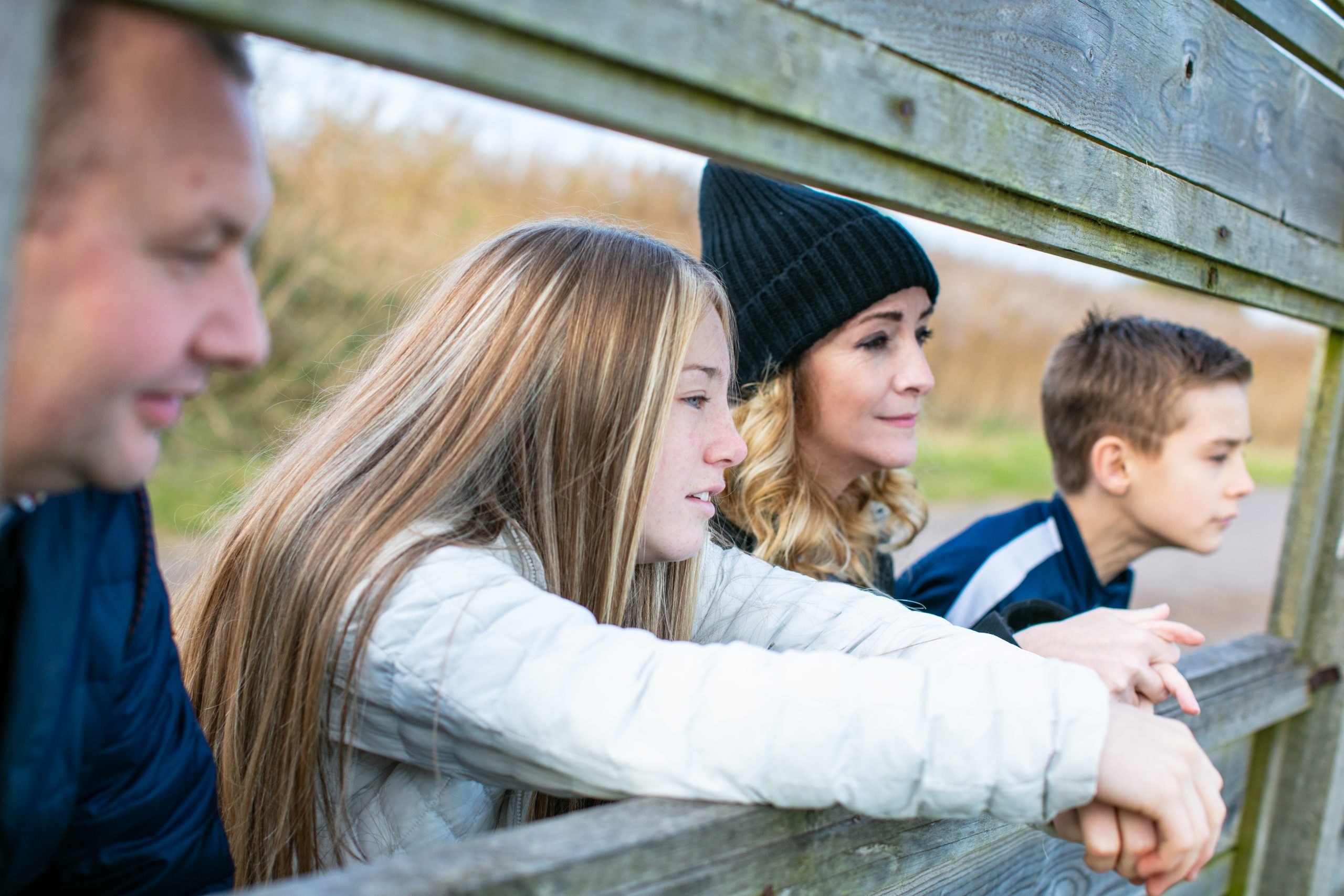 A girl outside with the family