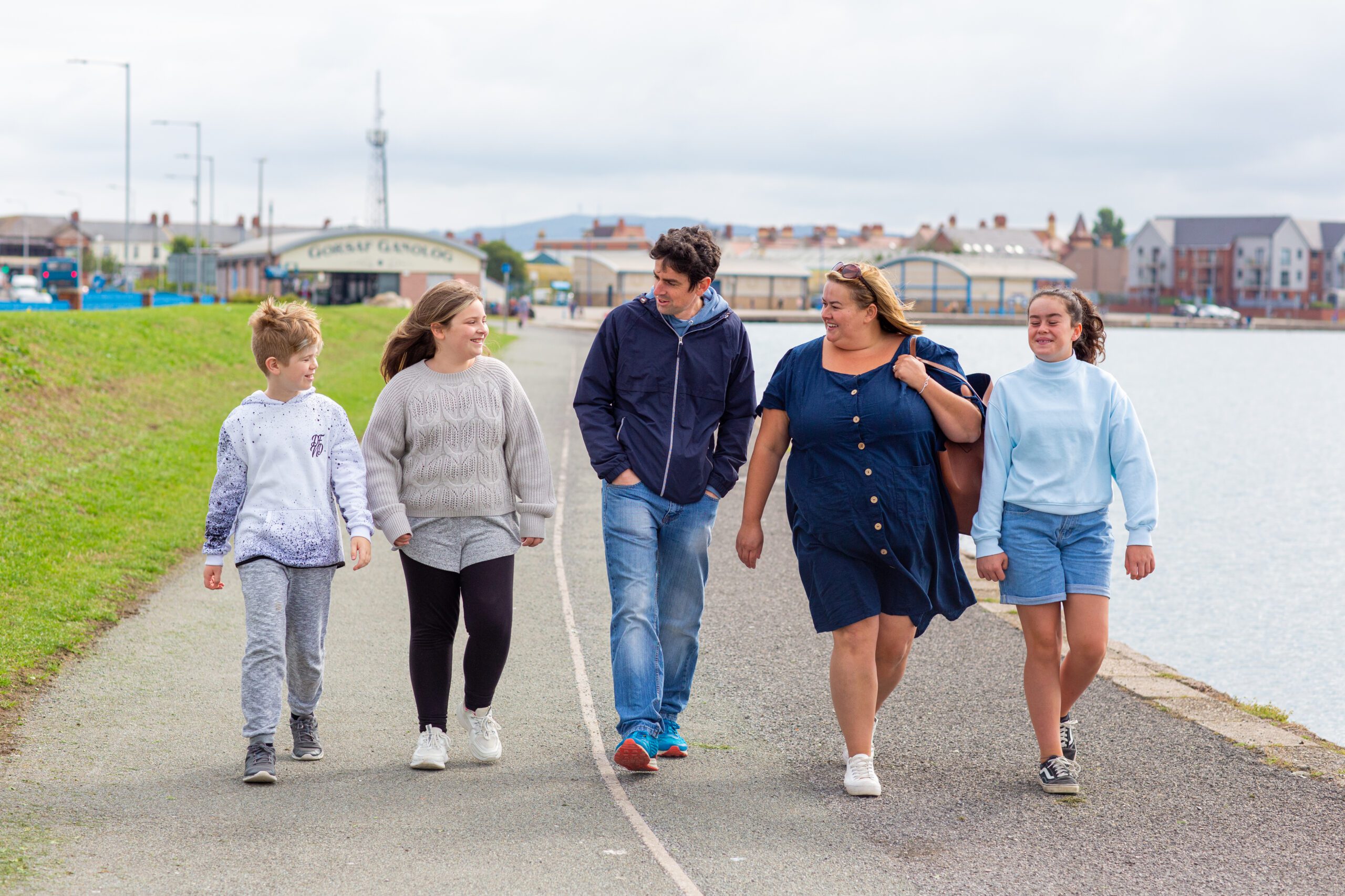 Family walking in Rhyl